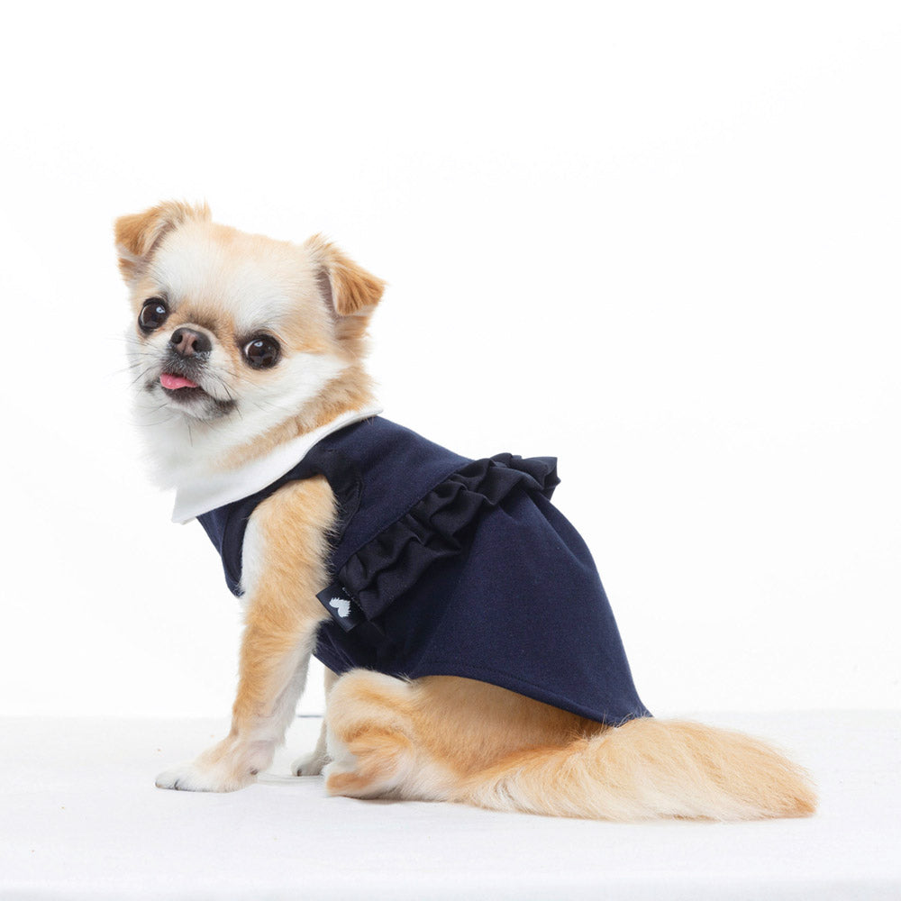 スムース フリルドレス (Navy)
