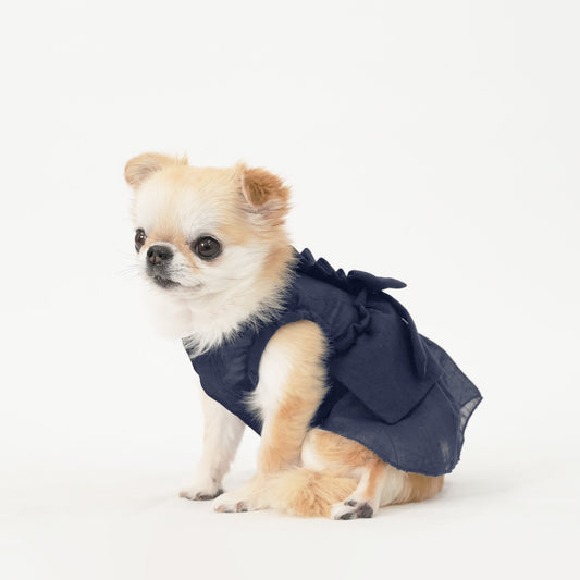 バックフリルワンピース (Navy)