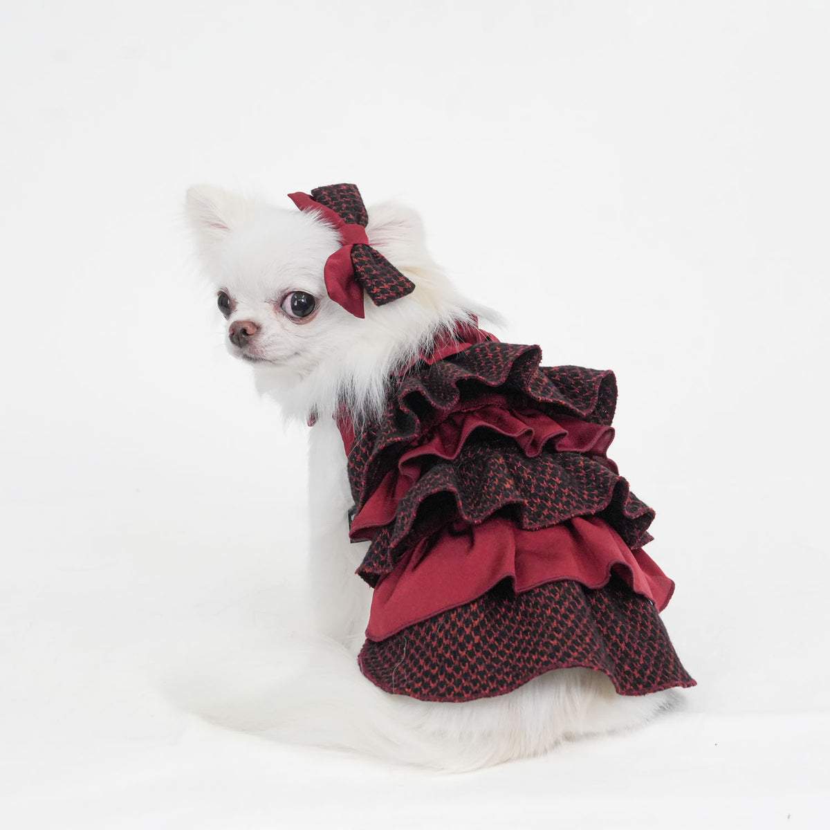 シャギーチェックワンピース (Red)