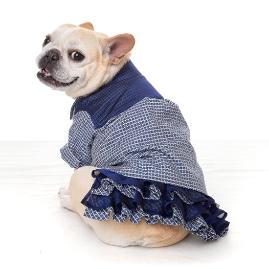 チェックフリルスカート (Navy)